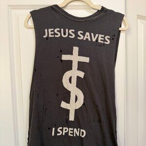 *Rare* Vintage Unif Jesus Saves I Spend Distressed Muscle Tank Size S